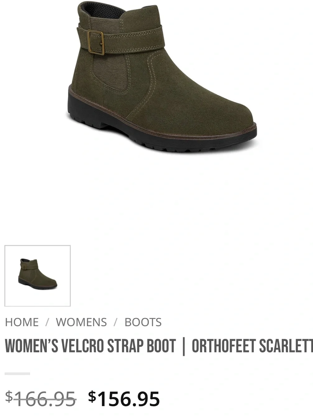 Orthofeet Scarlett boots comfort olive green suede buckle side zip 8 wide